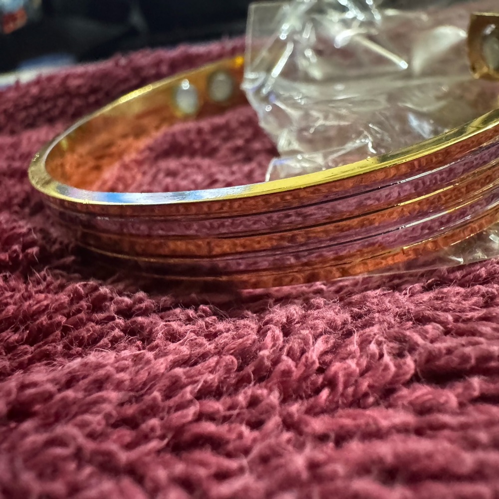 Gold and Purple Bangle Bracelet